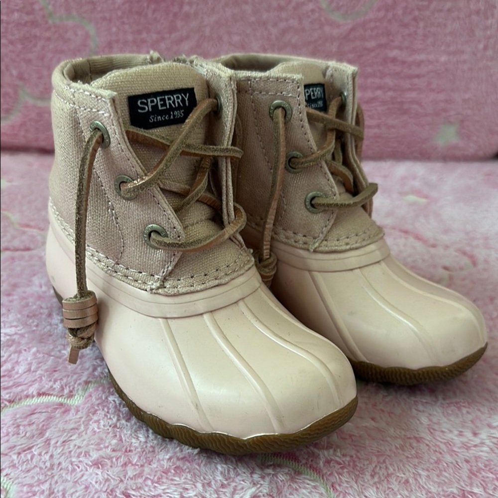 Sperry Pink Duck Boots Waterproof Ankle-Height Toddler 7